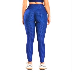 Blue Tiktok 3 Piece Brazilian Scrunch Butt Lift Leggings, Tank Top & Hoodie Set